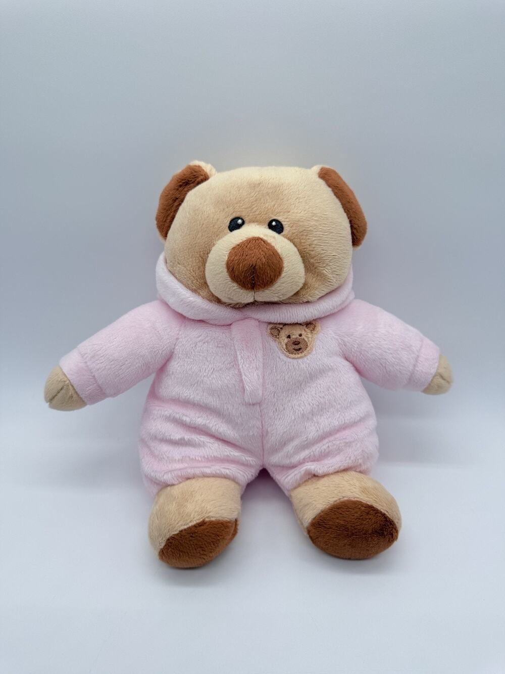 Ty Baby Bear Pink Teddy Bear Plush in Pink Hooded Romper Pajamas Stuffed Toy 10โ